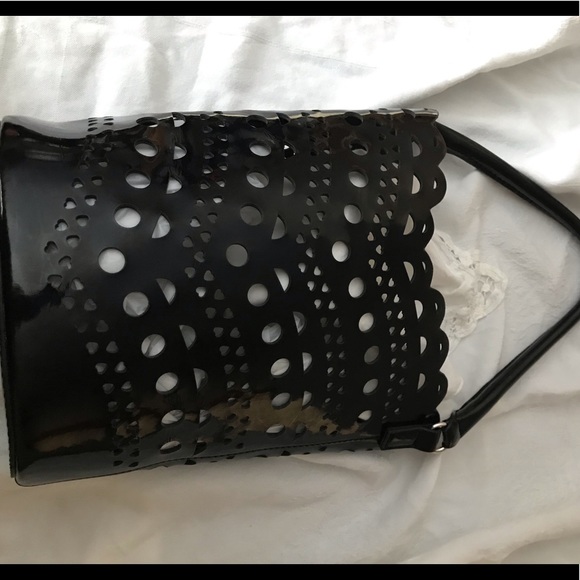 Faux Patent Leather Bucket Bag - Picture 7 of 8